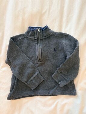 Polo by Ralph Lauren Gray Half-Zip Pullover with Navy Label